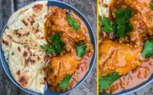 Coconut chicken curry and naan