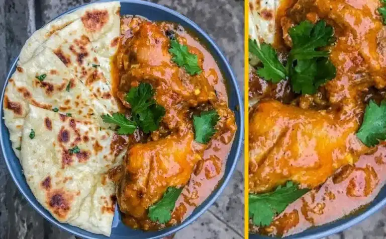 Coconut chicken curry and naan