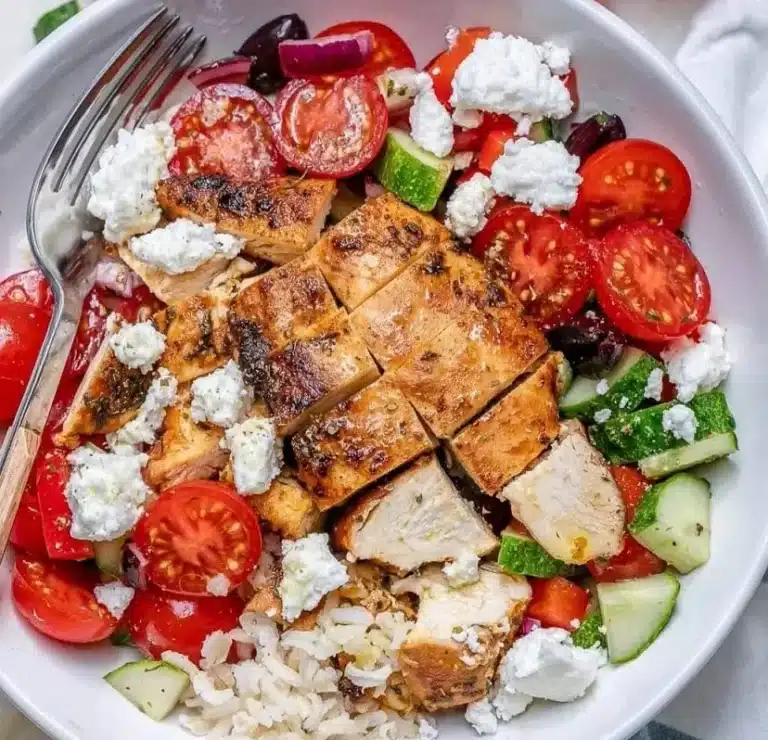 Greek Chicken Salad Rice Bowls