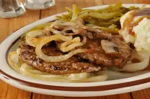 Hamburger steaks with onion gravy