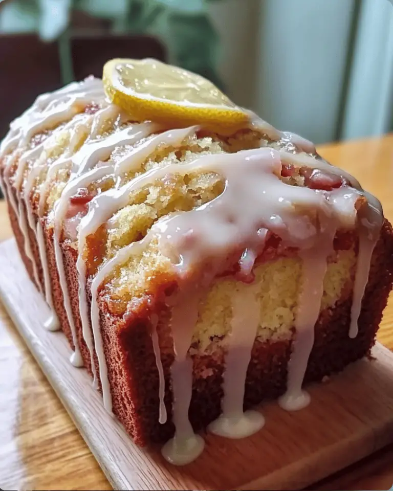 Lemon Rhubarb Loaf with Glaze