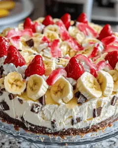 Chilled Banana Split Cheesecake – A Cool, Creamy Dessert Classic